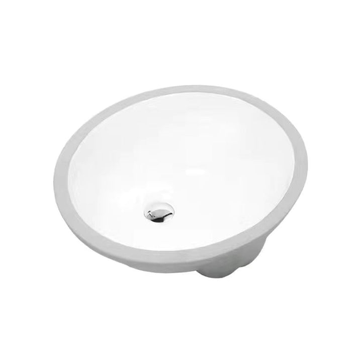 Lisslune | Modern Under-Mount Sink Oval Porcelain with Pop-Up Drain Sink