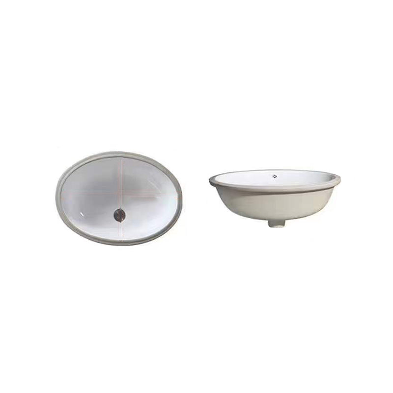 Lisslune | Modern Under-Mount Sink Oval Porcelain with Pop-Up Drain Sink