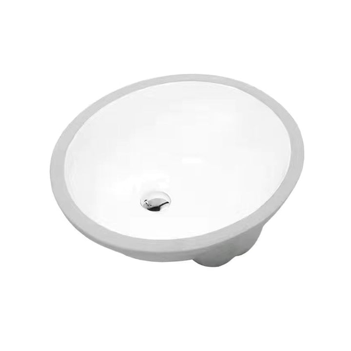 Lisslune | Modern Under-Mount Sink Oval Porcelain with Pop-Up Drain Sink