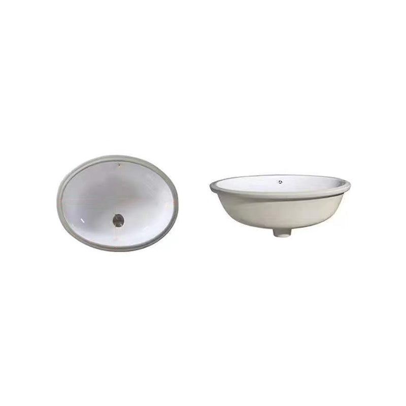 Lisslune | Modern Under-Mount Sink Oval Porcelain with Pop-Up Drain Sink