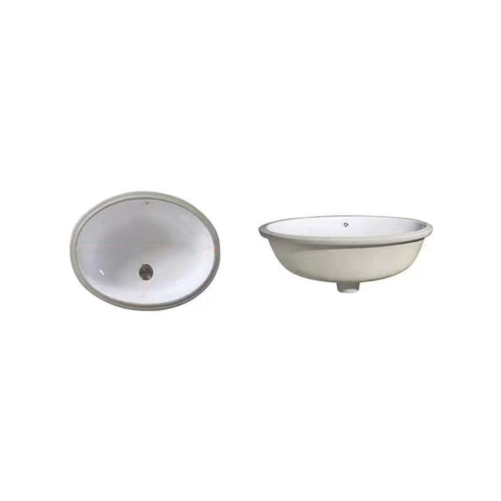 Lisslune | Modern Under-Mount Sink Oval Porcelain with Pop-Up Drain Sink