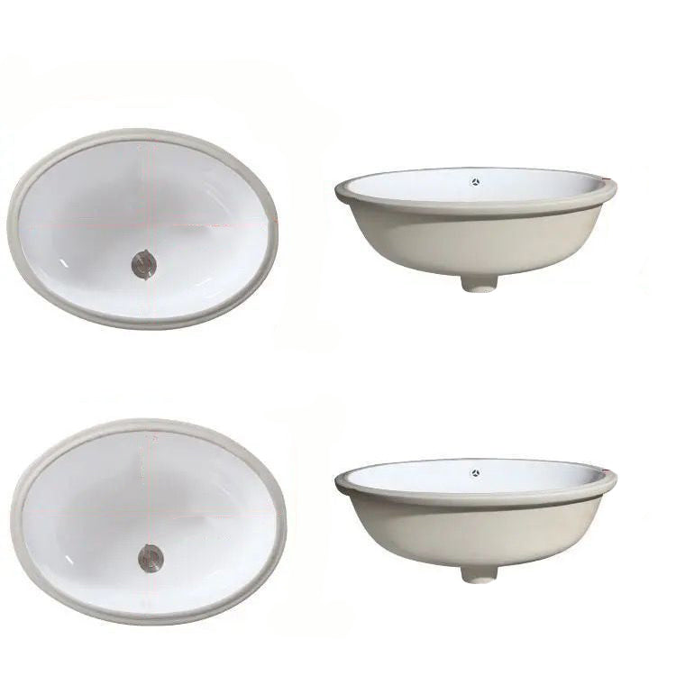 Lisslune | Modern Under-Mount Sink Oval Porcelain with Pop-Up Drain Sink