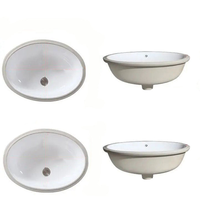 Lisslune | Modern Under-Mount Sink Oval Porcelain with Pop-Up Drain Sink