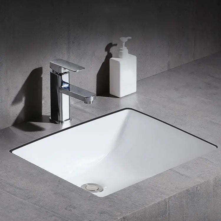 Lisslune | Modern Under-Mount Sink Oval Porcelain with Pop-Up Drain Sink