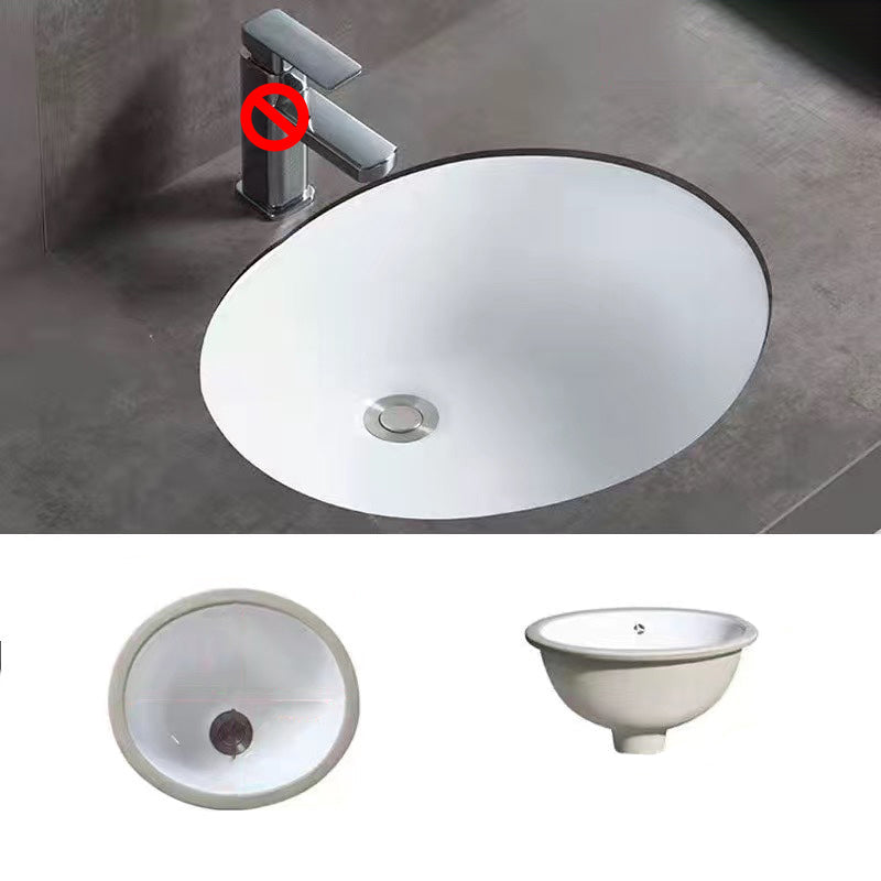 Lisslune | Modern Under-Mount Sink Oval Porcelain with Pop-Up Drain Sink