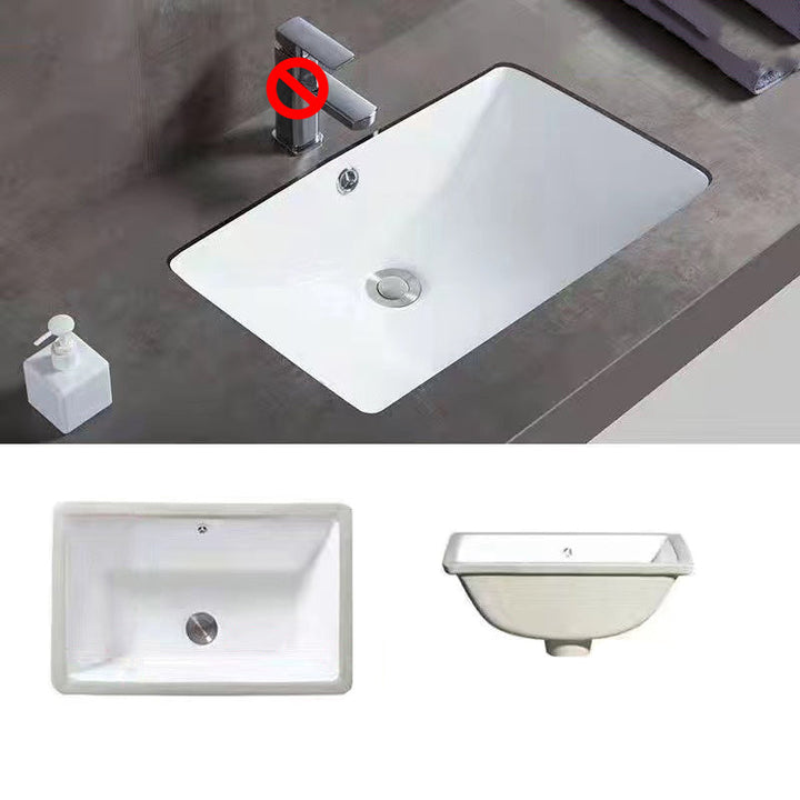 Lisslune | Modern Under-Mount Sink Oval Porcelain with Pop-Up Drain Sink