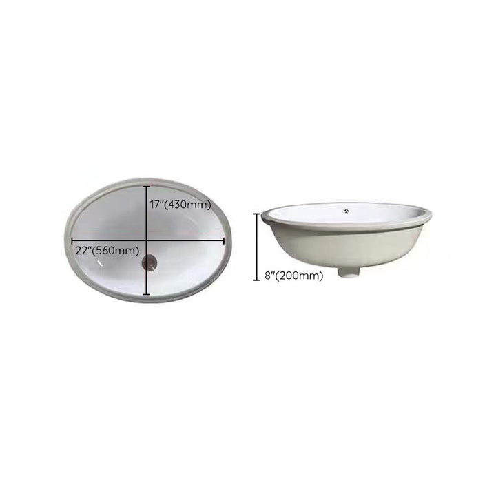 Lisslune | Modern Under-Mount Sink Oval Porcelain with Pop-Up Drain Sink