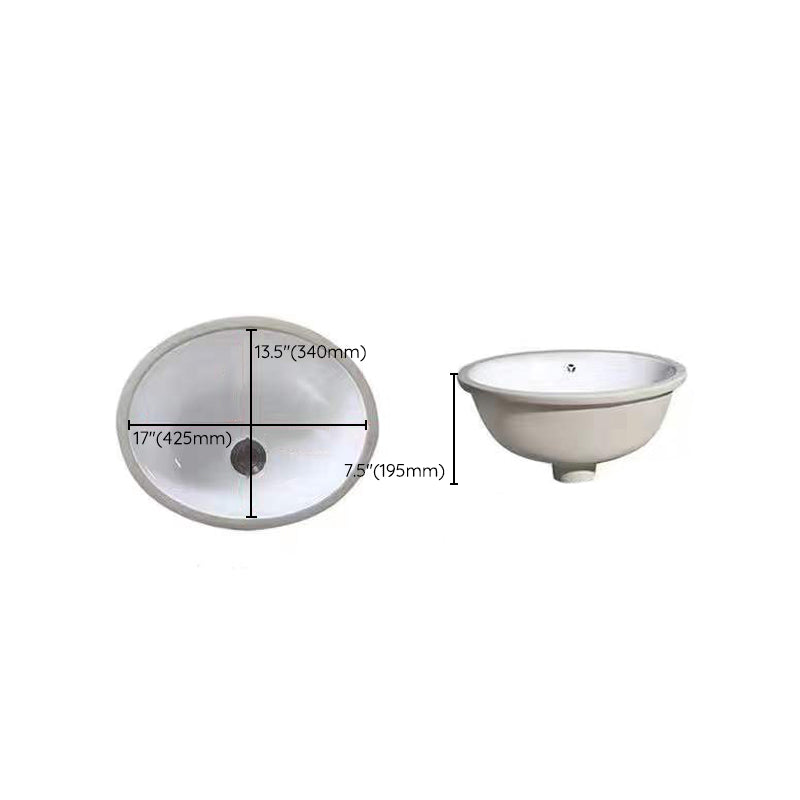 Lisslune | Modern Under-Mount Sink Oval Porcelain with Pop-Up Drain Sink
