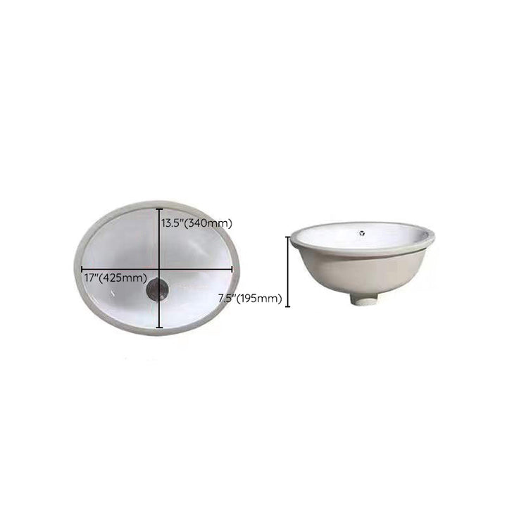 Lisslune | Modern Under-Mount Sink Oval Porcelain with Pop-Up Drain Sink