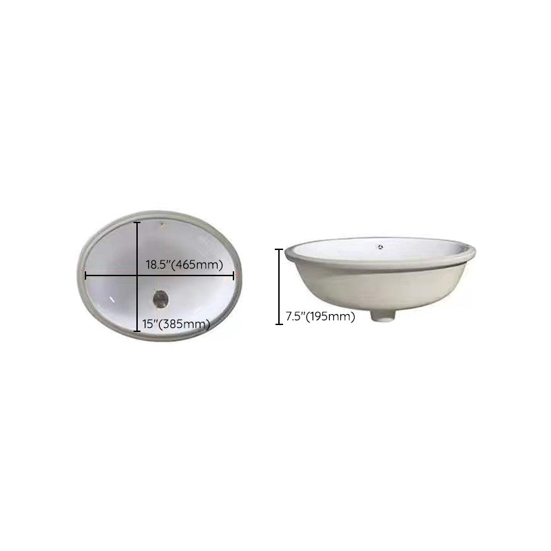 Lisslune | Modern Under-Mount Sink Oval Porcelain with Pop-Up Drain Sink