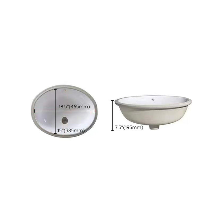Lisslune | Modern Under-Mount Sink Oval Porcelain with Pop-Up Drain Sink