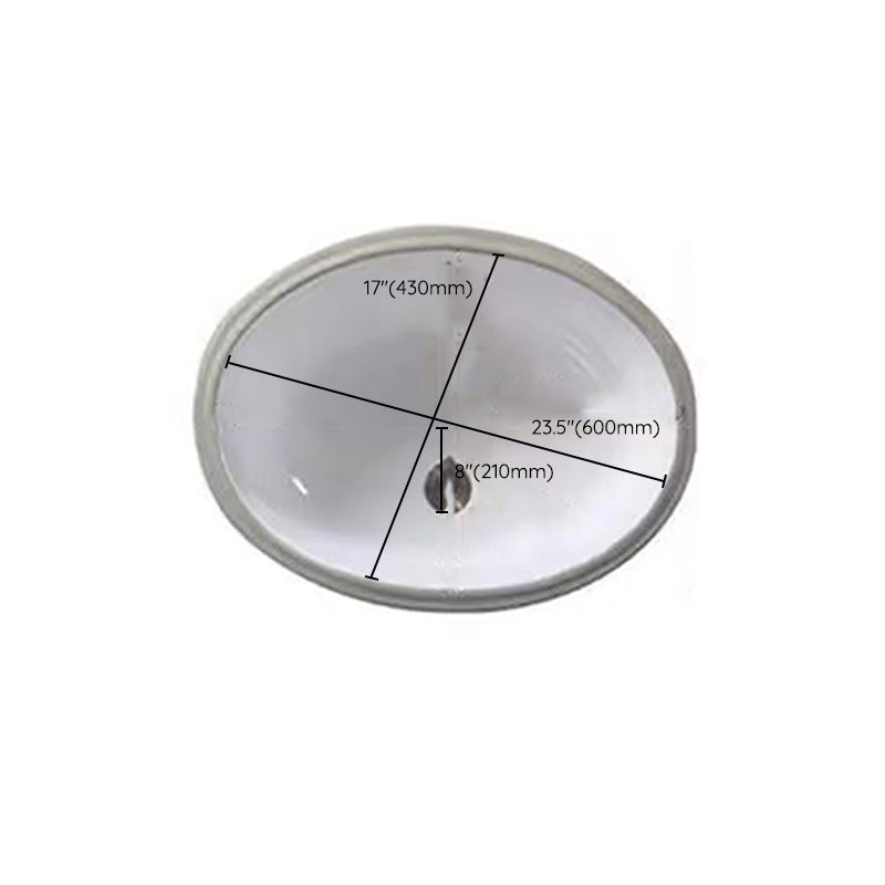 Lisslune | Modern Under-Mount Sink Oval Porcelain with Pop-Up Drain Sink