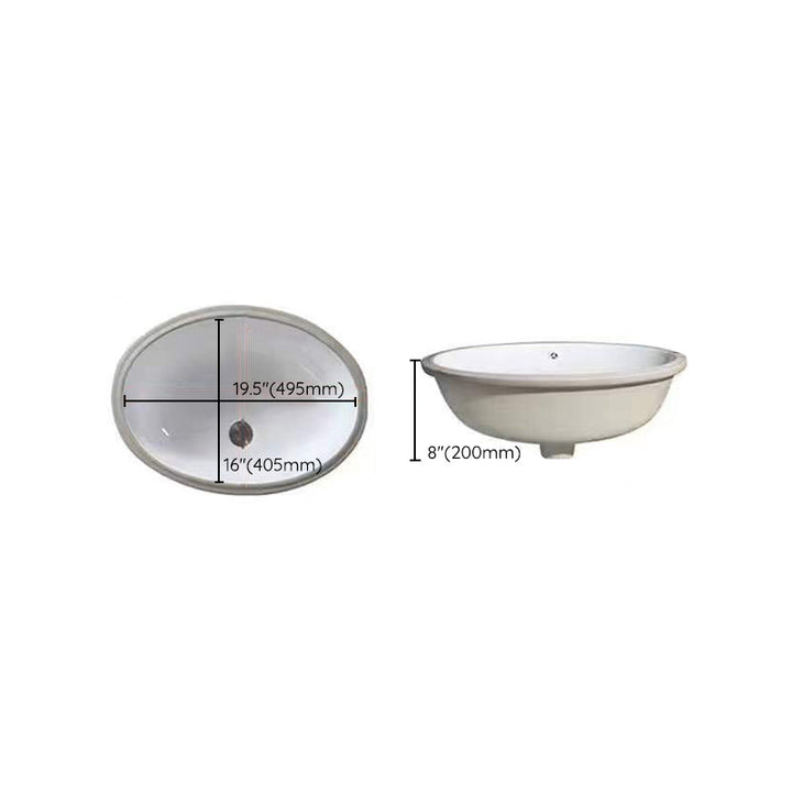 Lisslune | Modern Under-Mount Sink Oval Porcelain with Pop-Up Drain Sink