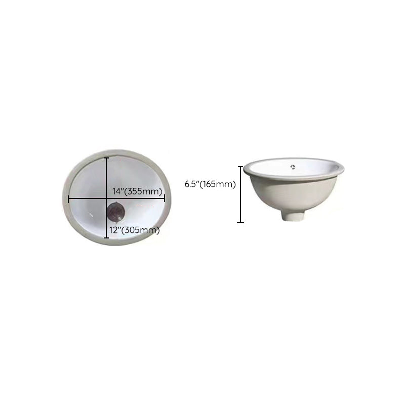 Lisslune | Modern Under-Mount Sink Oval Porcelain with Pop-Up Drain Sink