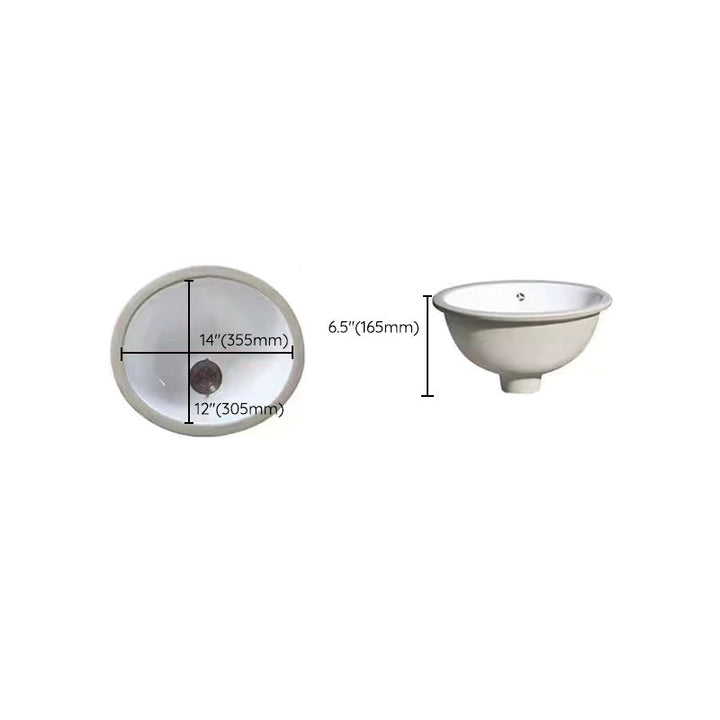 Lisslune | Modern Under-Mount Sink Oval Porcelain with Pop-Up Drain Sink
