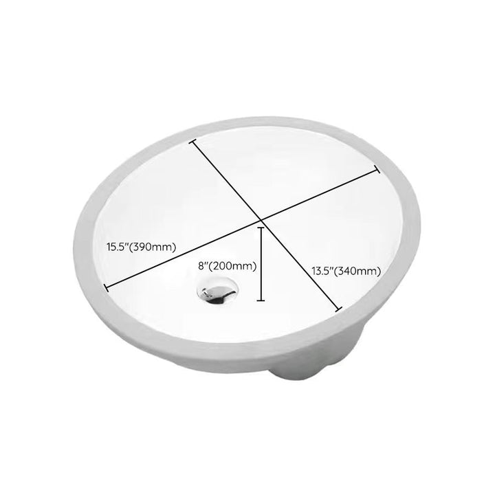 Lisslune | Modern Under-Mount Sink Oval Porcelain with Pop-Up Drain Sink