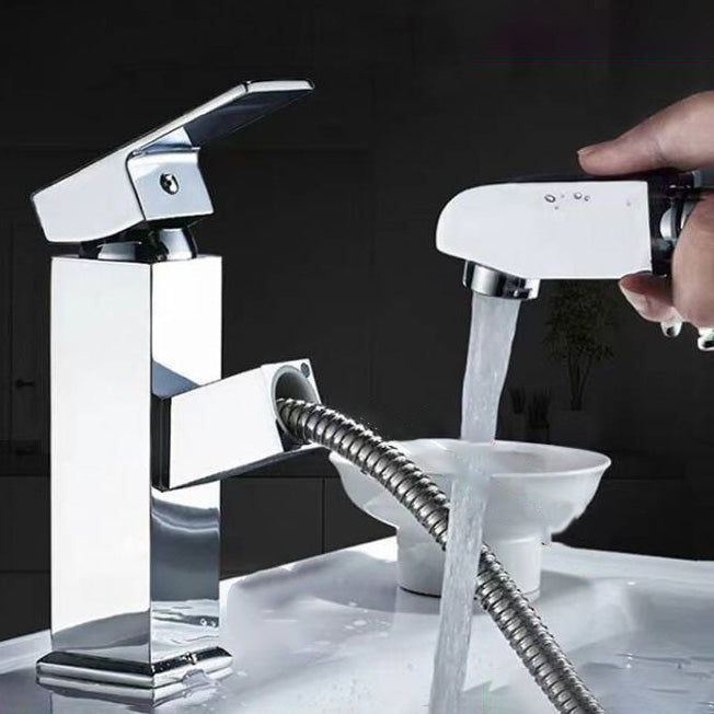 Lisslune | Contemporary Bath Faucet Brass Lever Handle Pull-Out Sink Faucet