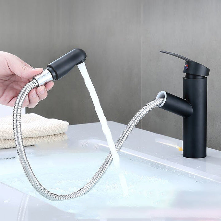 Lisslune | Contemporary Bath Faucet Brass Lever Handle Pull-Out Sink Faucet