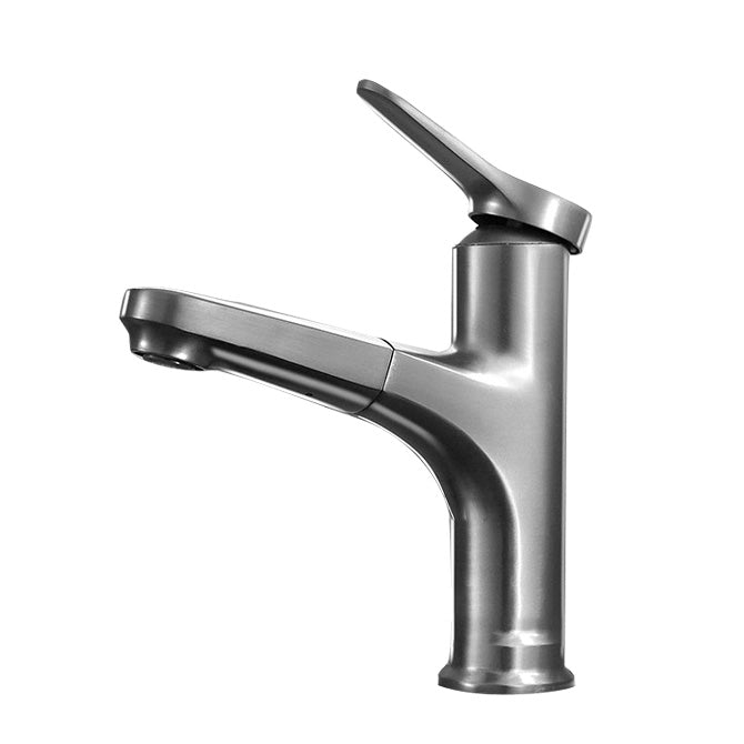 Lisslune | Contemporary Bath Water Faucet Brass Lever Handle Pull-Out Sink Faucet