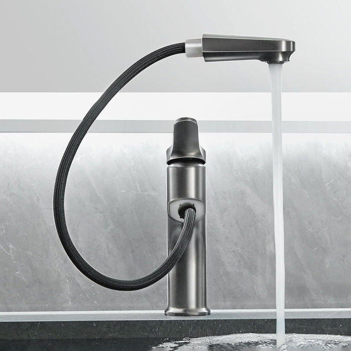 Lisslune | Contemporary Bath Water Faucet Brass Lever Handle Pull-Out Sink Faucet