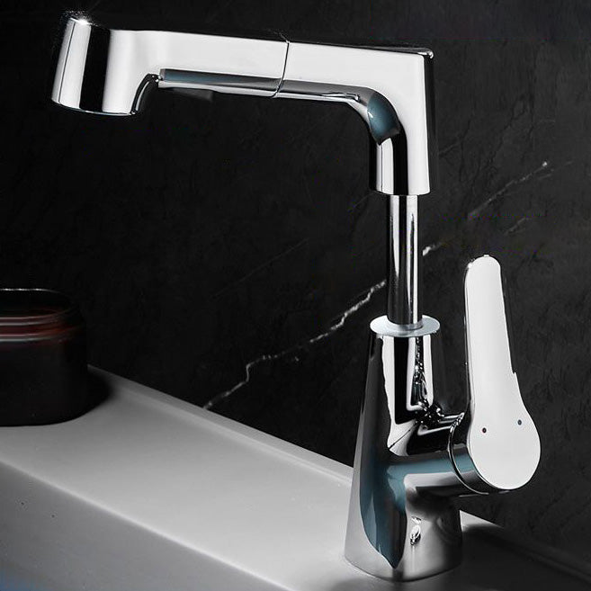 Lisslune | Contemporary Bath Faucet Brass Lever Handle Pull-Out Sink Faucet