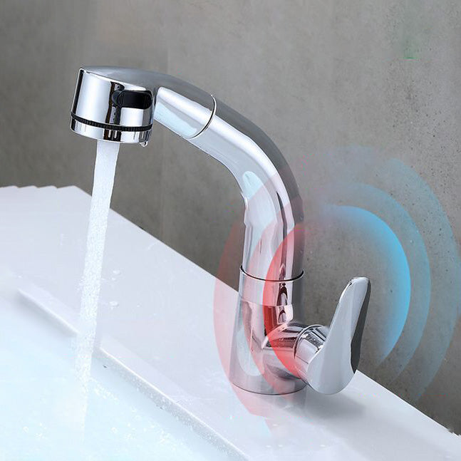 Lisslune | Contemporary Bath Water Faucet Brass Lever Handle Pull-Out Sink Faucet
