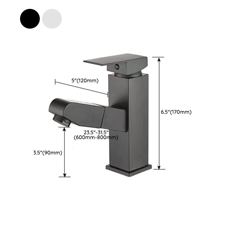 Lisslune | Contemporary Bath Faucet Brass Lever Handle Pull-Out Sink Faucet