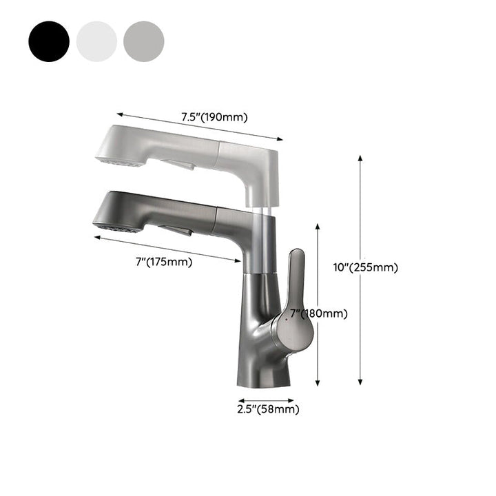 Lisslune | Contemporary Bath Water Faucet Brass Lever Handle Pull-Out Sink Faucet