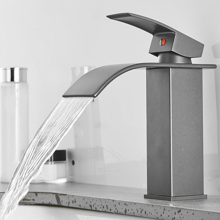 Lisslune | Modern Bathtub Faucet Waterfall Spout Lever Handle Brass Sink Faucet