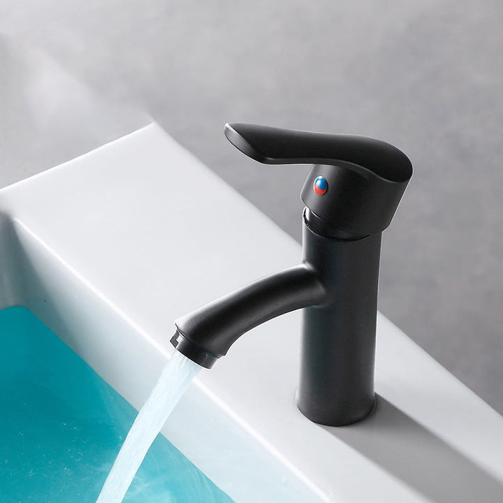 Lisslune | Contemporary Faucet Brass Black Bathroom Lever Handle Single Hole Sink Faucet