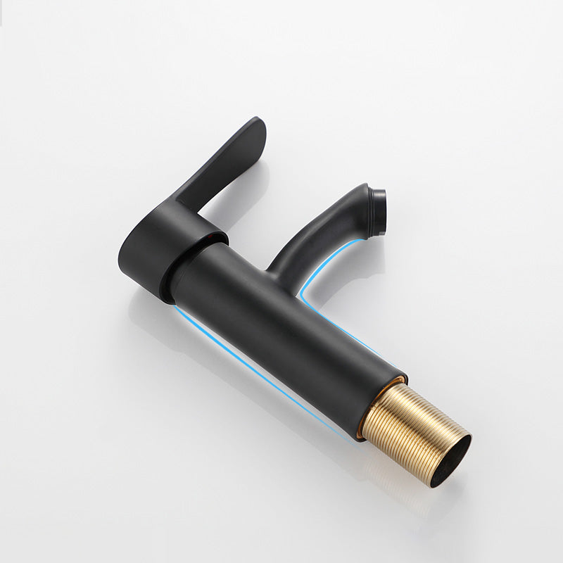 Lisslune | Contemporary Faucet Brass Black Bathroom Lever Handle Single Hole Sink Faucet