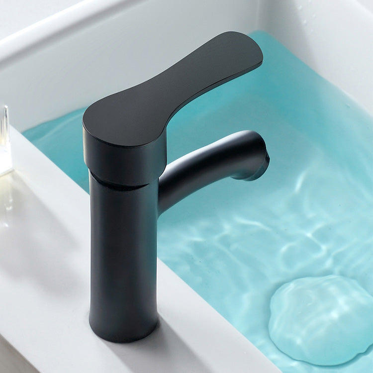 Lisslune | Contemporary Faucet Brass Black Bathroom Lever Handle Single Hole Sink Faucet