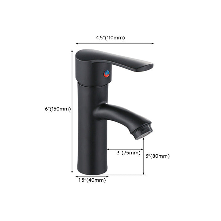 Lisslune | Contemporary Faucet Brass Black Bathroom Lever Handle Single Hole Sink Faucet