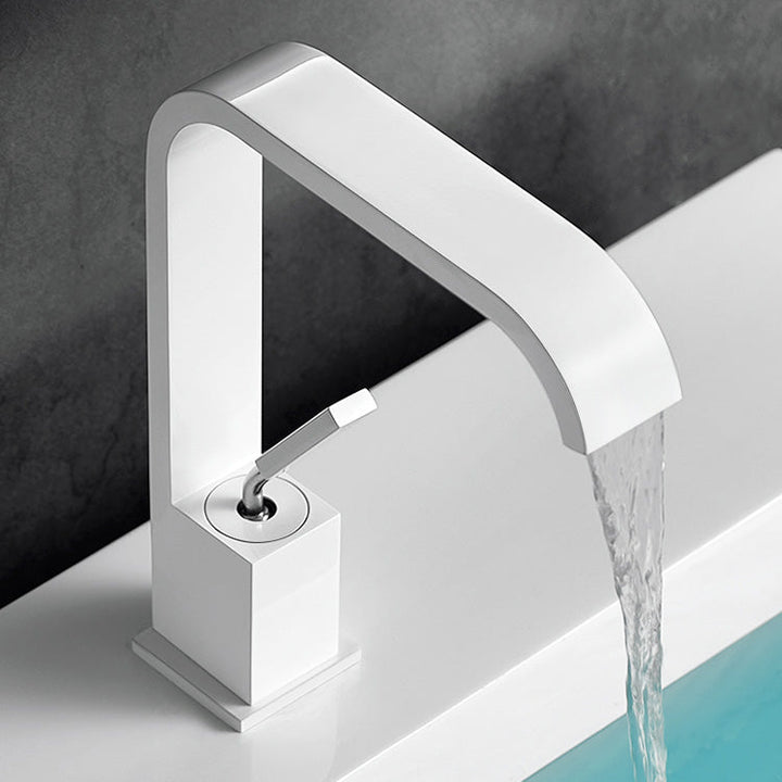 Lisslune | Unique Sink Faucet Bathroom Brass Solid Color Waterfall Spout Faucet