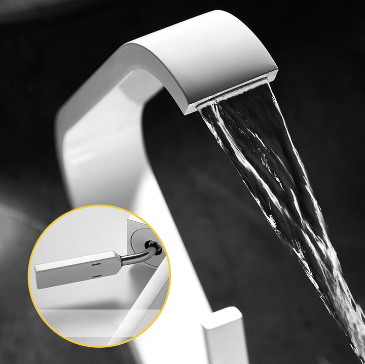 Lisslune | Unique Sink Faucet Bathroom Brass Solid Color Waterfall Spout Faucet
