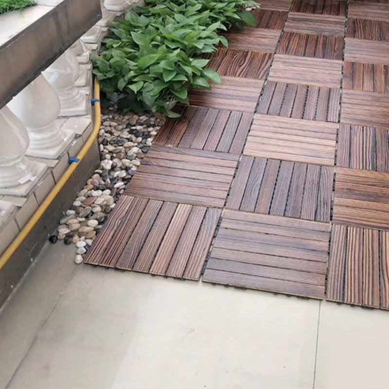 Lisslune | Farmhouse square tile floor brown pine wood for patio garden