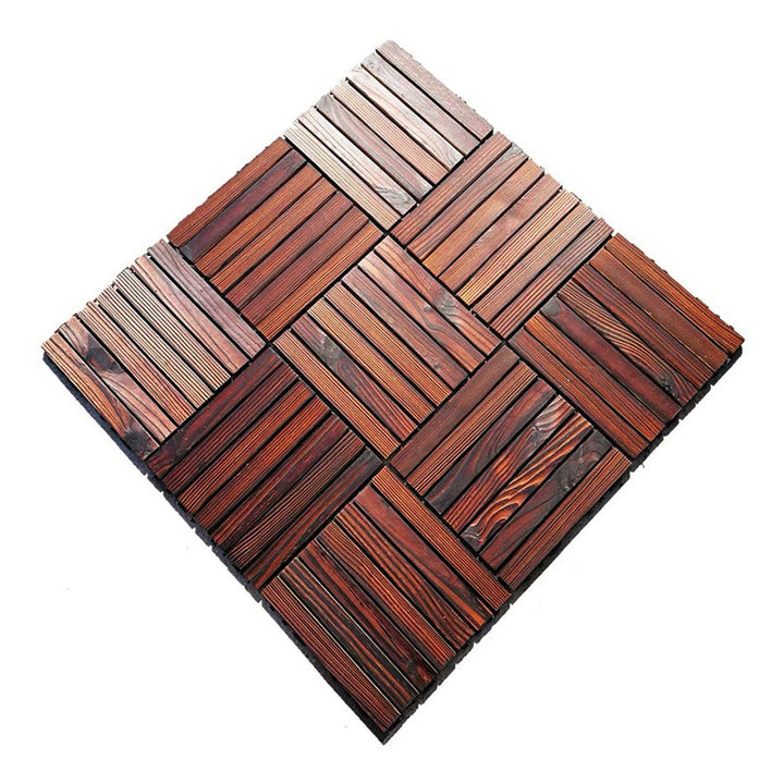 Lisslune | Farmhouse Square Tile Floor Brown Pine Wood for Patio Garden