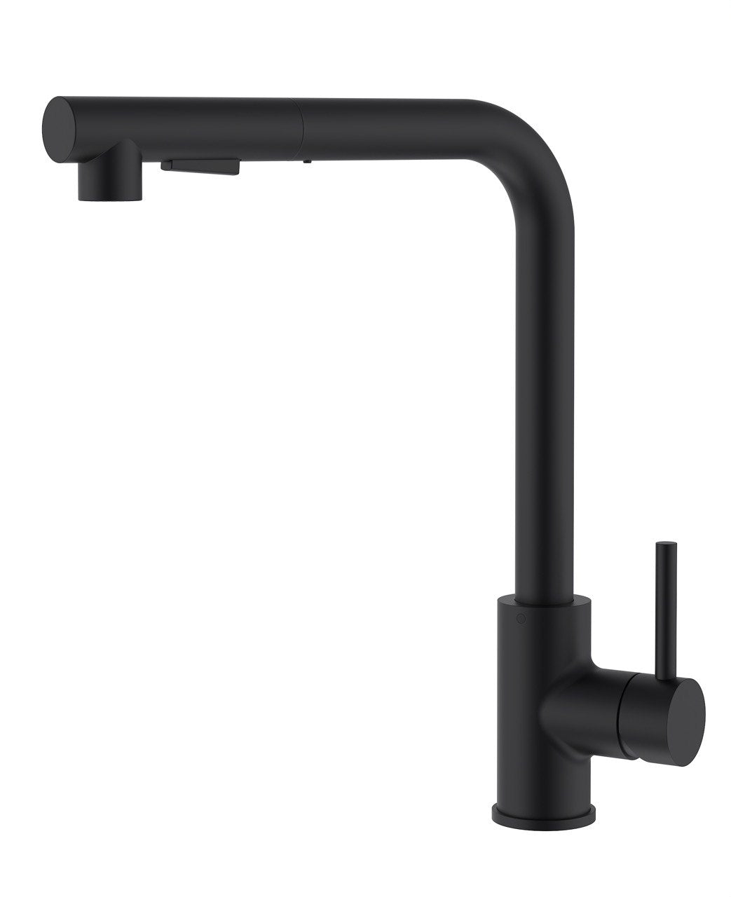 Lisslune | Kitchen faucet with pull-out spray / Matte black design / Single hole installation / Single handle operation