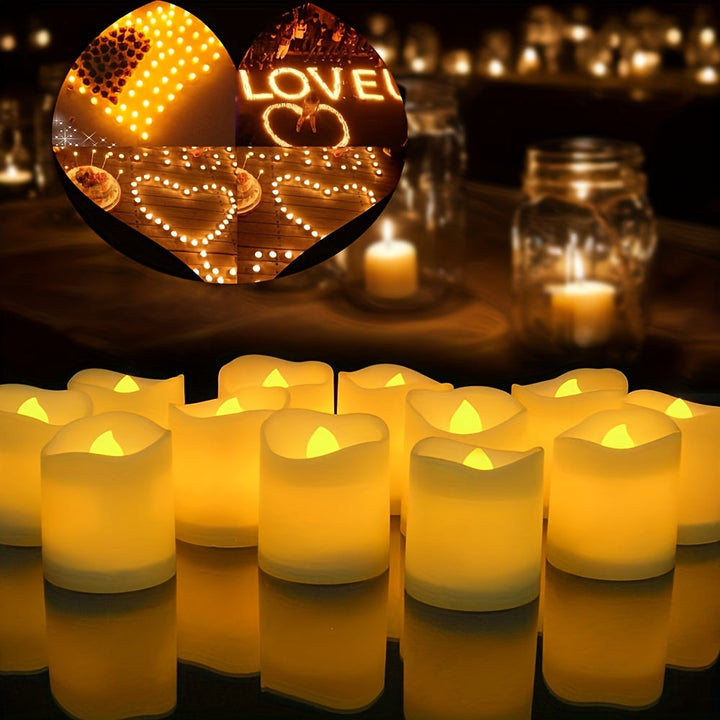Lisslune | 24/50/100 Pack flameless LED candles – battery-operated flickering tealights, smokeless and romantic for weddings and engagements