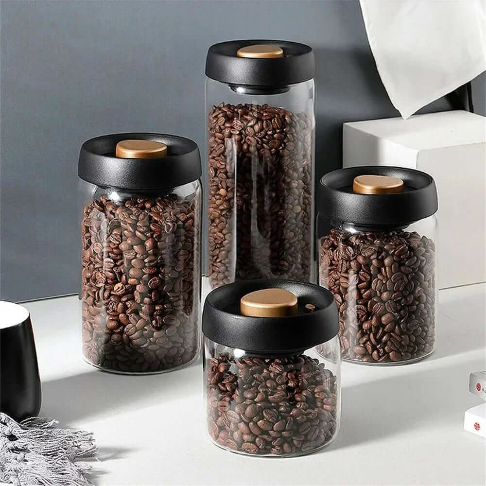 Lisslune | Glass Coffee Bean Container – Airtight Aroma Preservation Jar