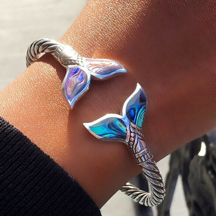 Lisslune | Abalone Shell Mermaid Tail SS Bangle Bracelet