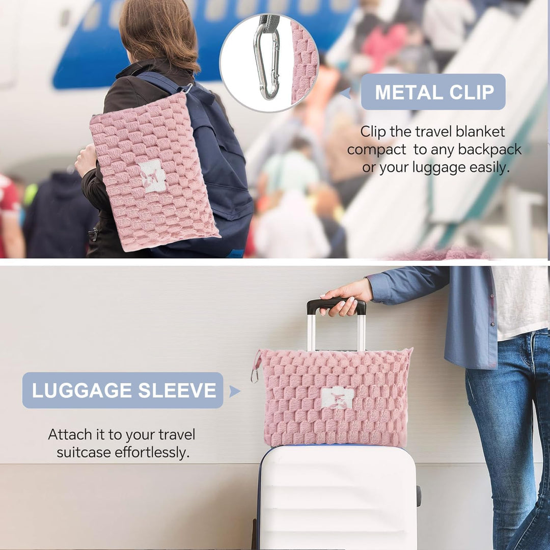 Lisslune | Packable Flannel Travel Blanket with Pillow Bag and Luggage Sleeve – Trevora