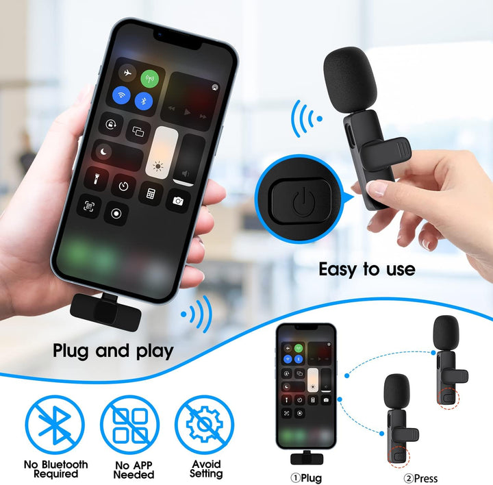 Lisslune | 2-Pack wireless microphone for iPhone iPad