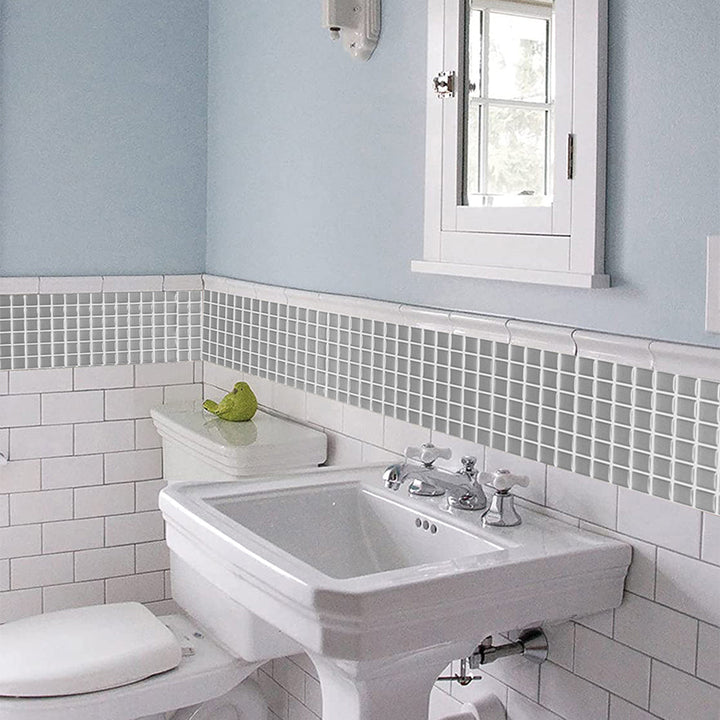 Lisslune | Square Peel & Stick Mosaic Tile Plastic Grid Peel & Stick Mosaic Tile