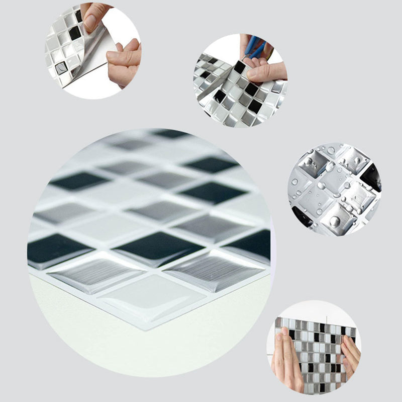 Lisslune | Square Peel & Stick Mosaic Tile Plastic Grid Peel & Stick Mosaic Tile