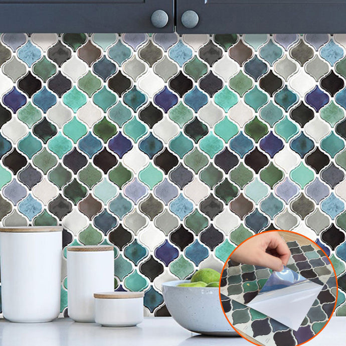 Lisslune | Square Peel & Stick Mosaic Tiles Plastic Arabesque Peel and Stick Wall Tile