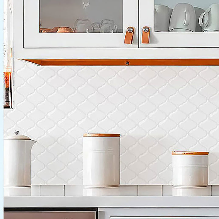 Lisslune | Square Peel & Stick Mosaic Tiles Plastic Arabesque Peel and Stick Wall Tile