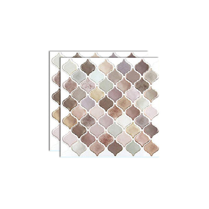 Lisslune | Square Peel & Stick Mosaic Tiles Plastic Arabesque Peel and Stick Wall Tile