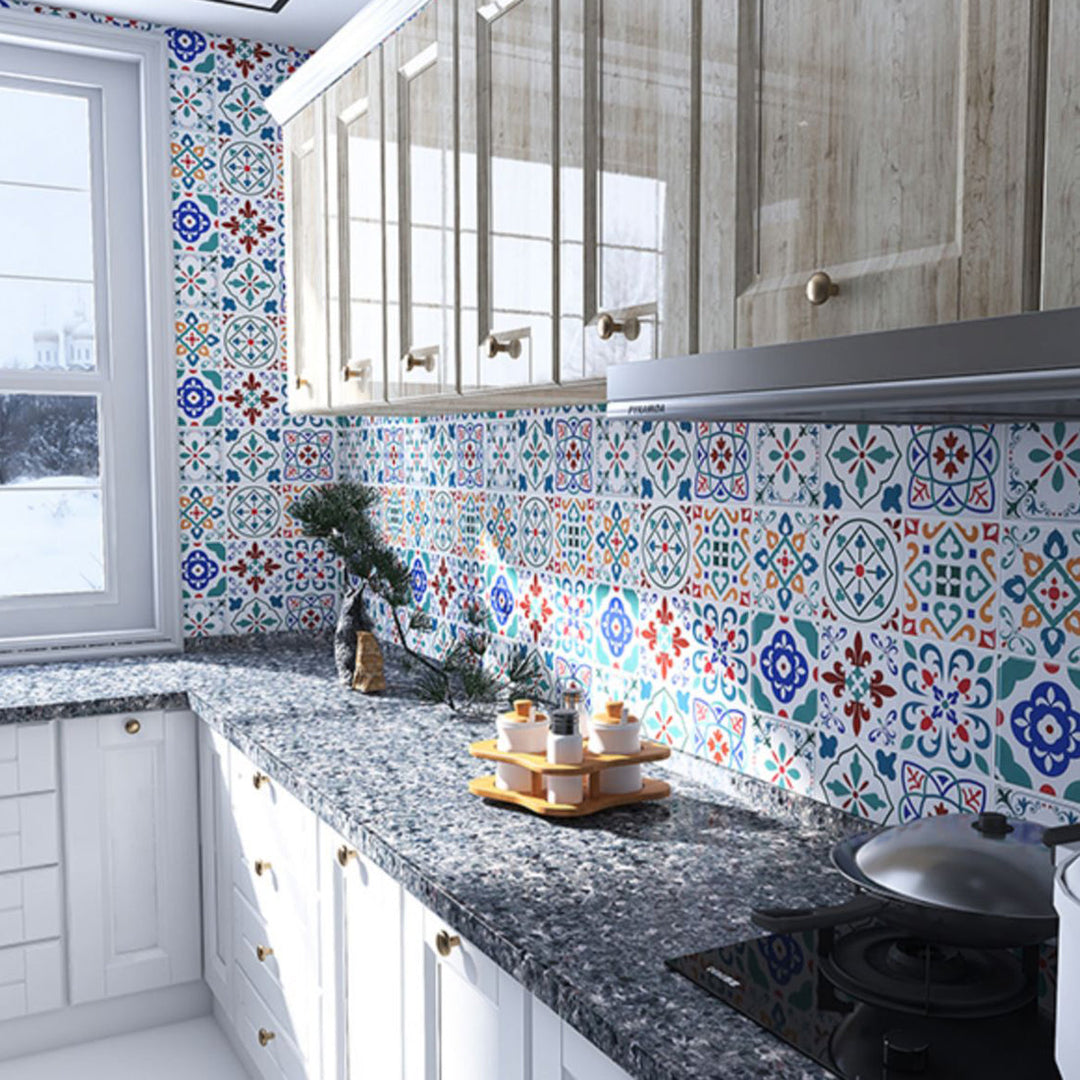 Lisslune | Plastic Peel & Stick Mosaic Tile Square Waterproof Peel and Stick Backplate