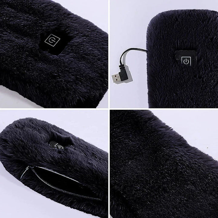 Lisslune | Heated Synthetic Fur Scarf UK – Rechargeable USB Winter Scarf, Soft Thermal Neck Warmer